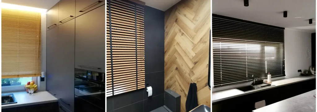 Żaluzje wewnętrzne do gabinetu, biura — aluminiowe, drewniane, bambusowe